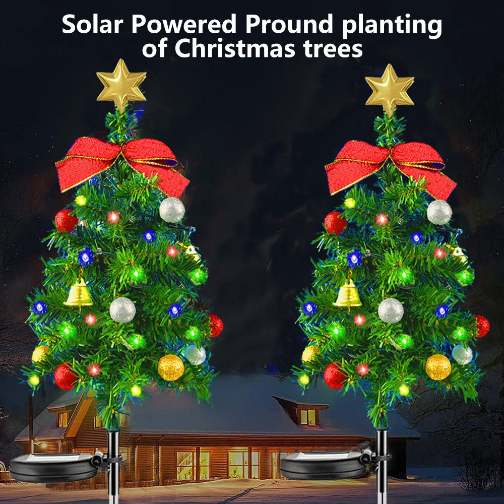 Solar Christmas Tree Pathway Lights Outdoors Waterproof LED Garden Decor Lights - Lumaz