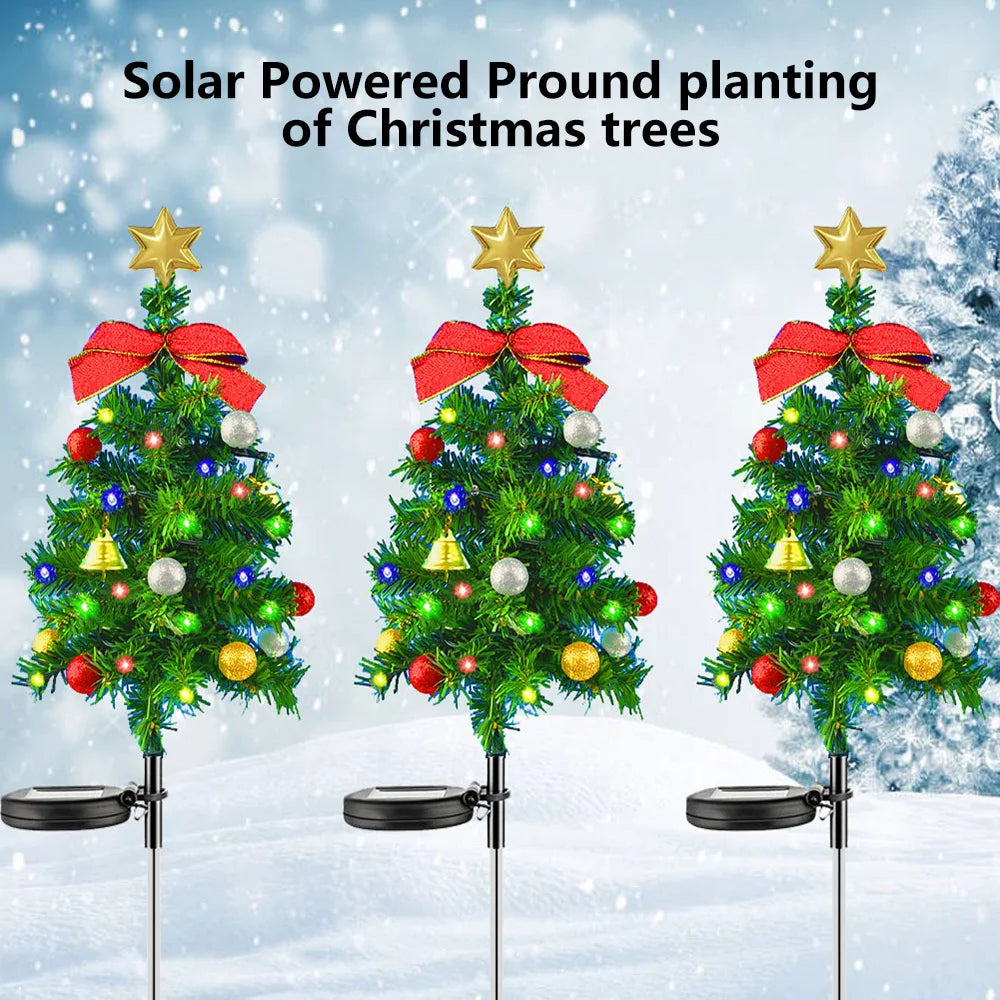 Solar Christmas Tree Pathway Lights Outdoors Waterproof LED Garden Decor Lights - Lumaz