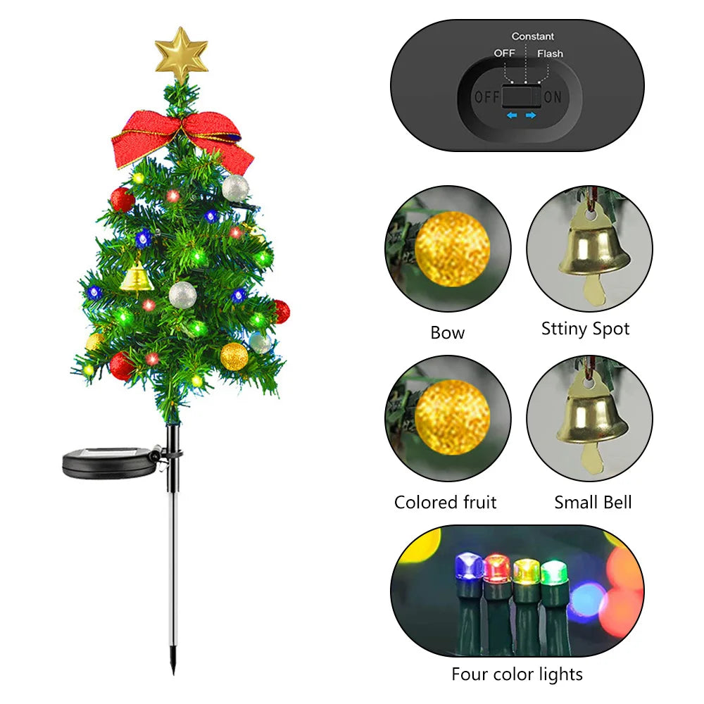 Solar Christmas Tree Pathway Lights Outdoors Waterproof LED Garden Decor Lights - Lumaz