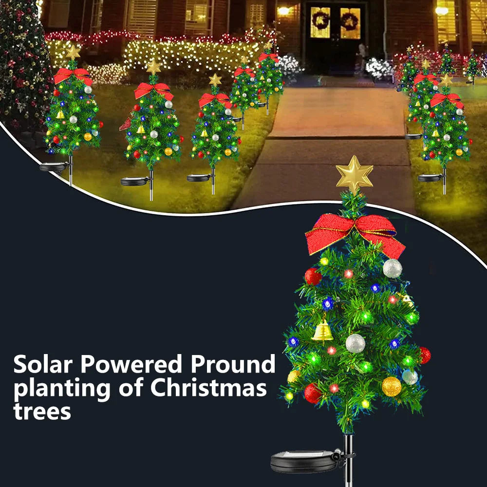 Solar Christmas Tree Pathway Lights Outdoors Waterproof LED Garden Decor Lights - Lumaz