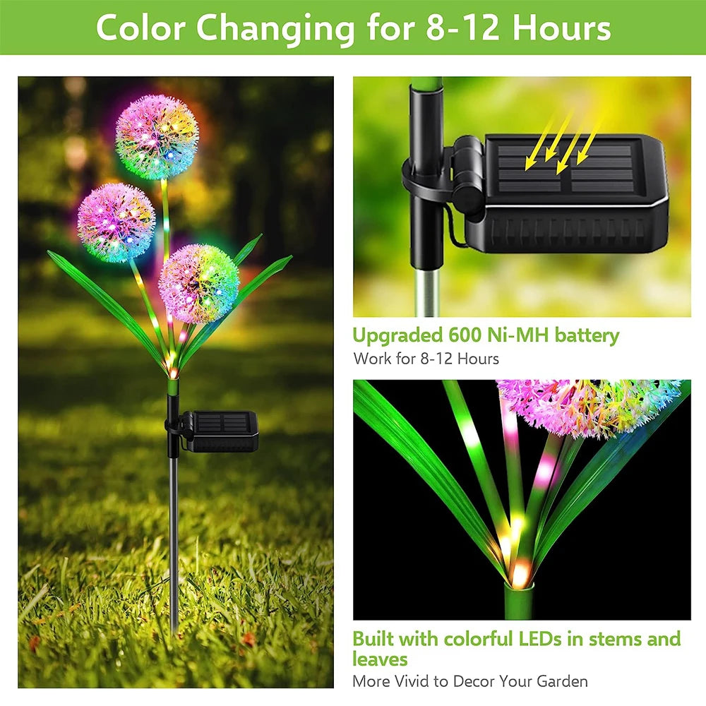 Solar Dandelion Flower Lights Outdoor Waterproof LED Pathway Lights - Lumaz