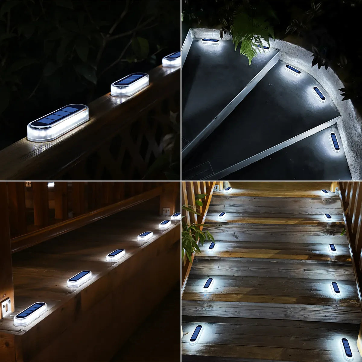 Solar Deck Lights Outdoor Step Lights Waterproof IP68 Stick on Step Stairs Driveway