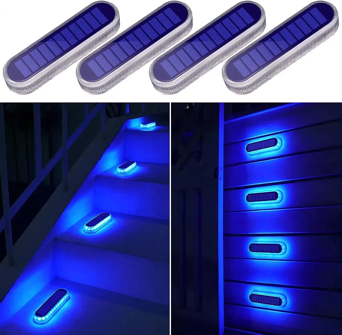 Solar Deck Lights Outdoor Step Lights Waterproof IP68 Stick on Step Stairs Driveway