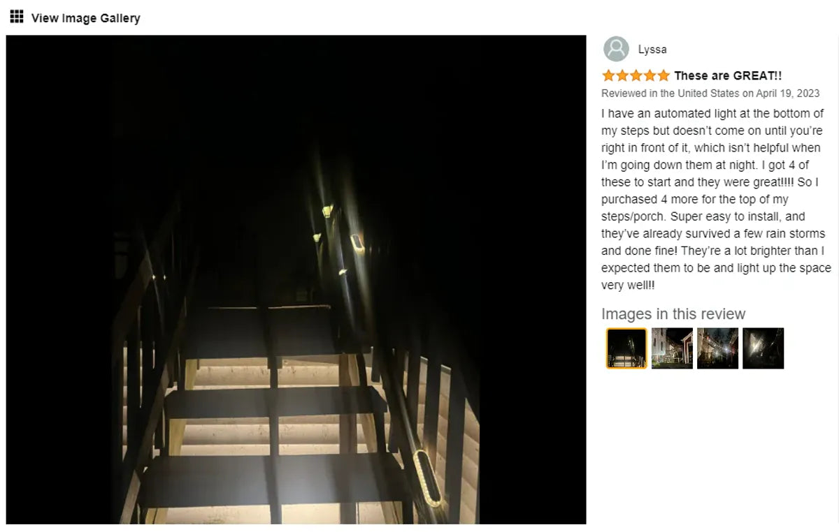 Solar Deck Lights Outdoor Step Lights Waterproof IP68 Stick on Step Stairs Driveway