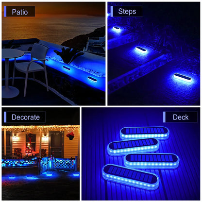 Solar Deck Lights Outdoor Step Lights Waterproof IP68 Stick on Step Stairs Driveway