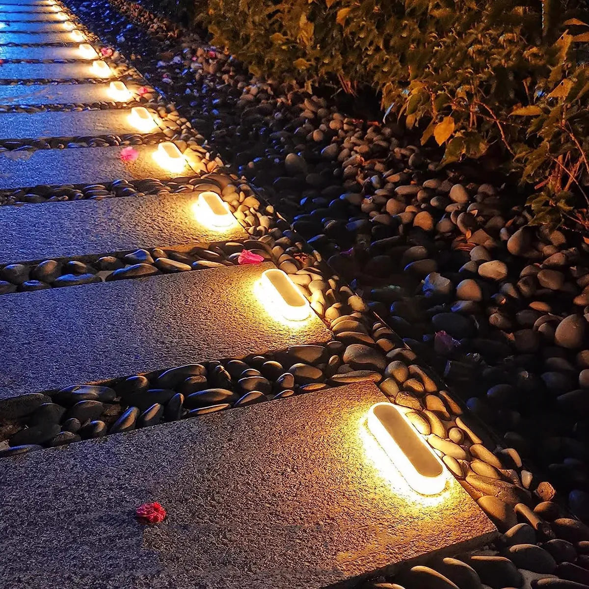 Solar Deck Lights Outdoor Step Lights Waterproof IP68 Stick on Step Stairs Driveway