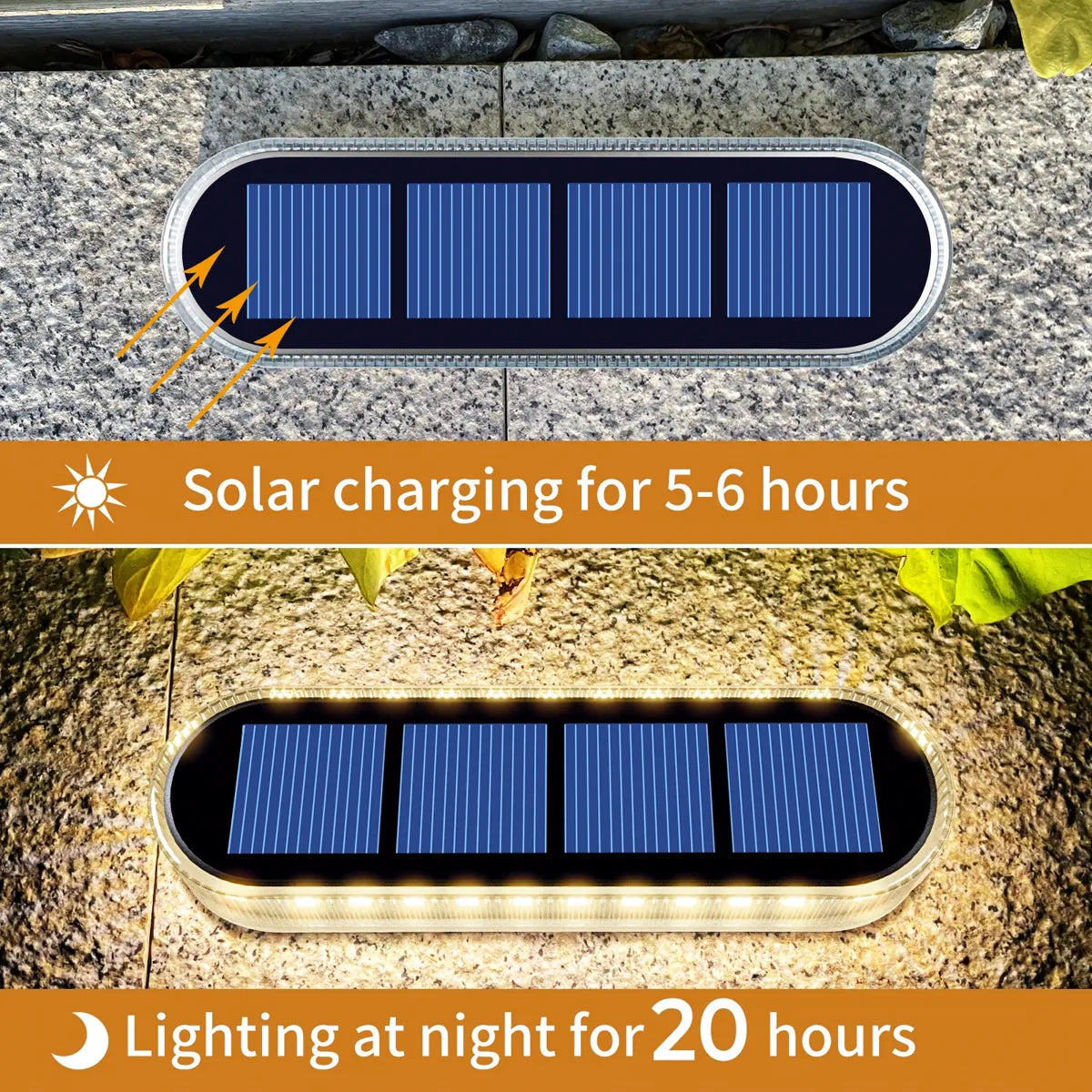 Solar Deck Lights Outdoor Step Lights Waterproof IP68 Stick on Step Stairs Driveway