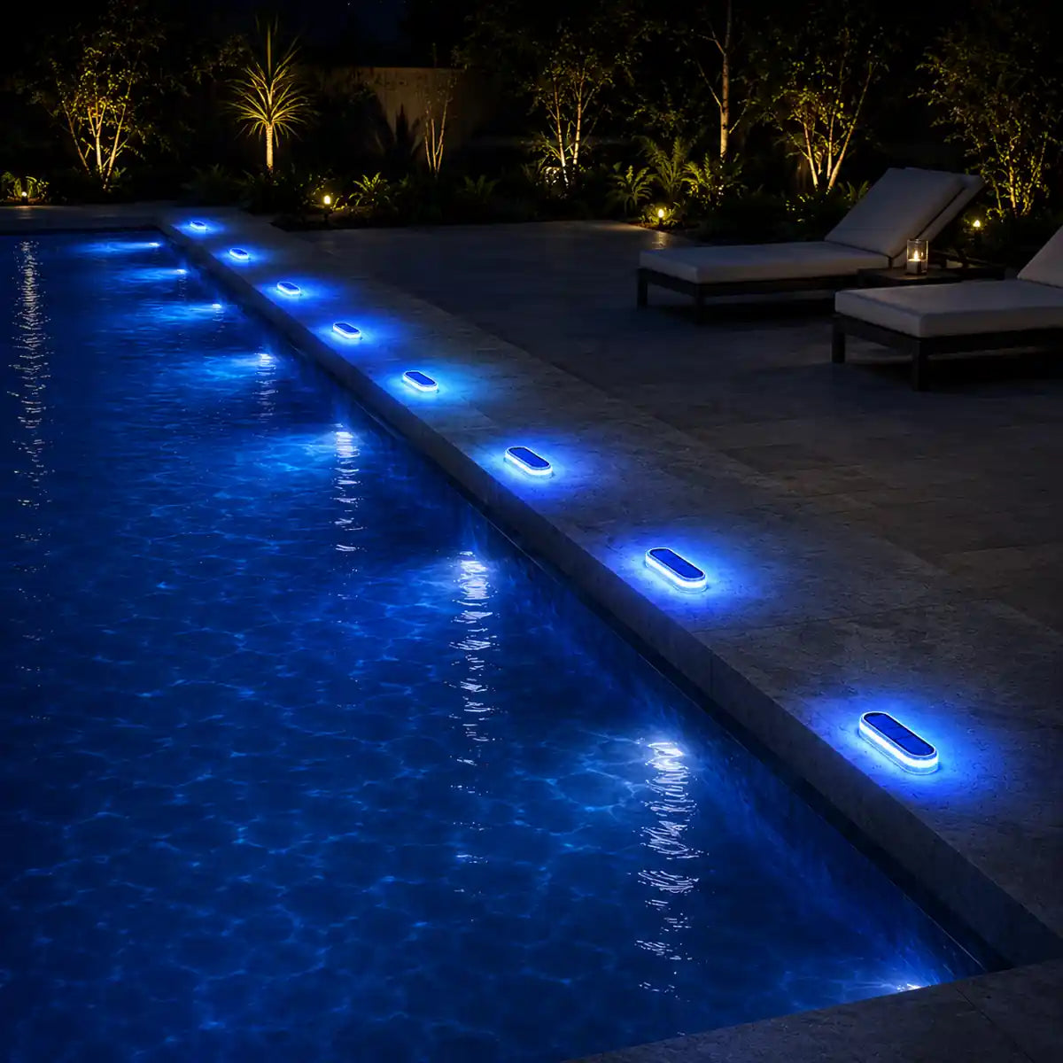 4-Pack Linear Solar LED Deck Lights - Stick-On Step Lights, IP68 Waterproof, Auto On/Off