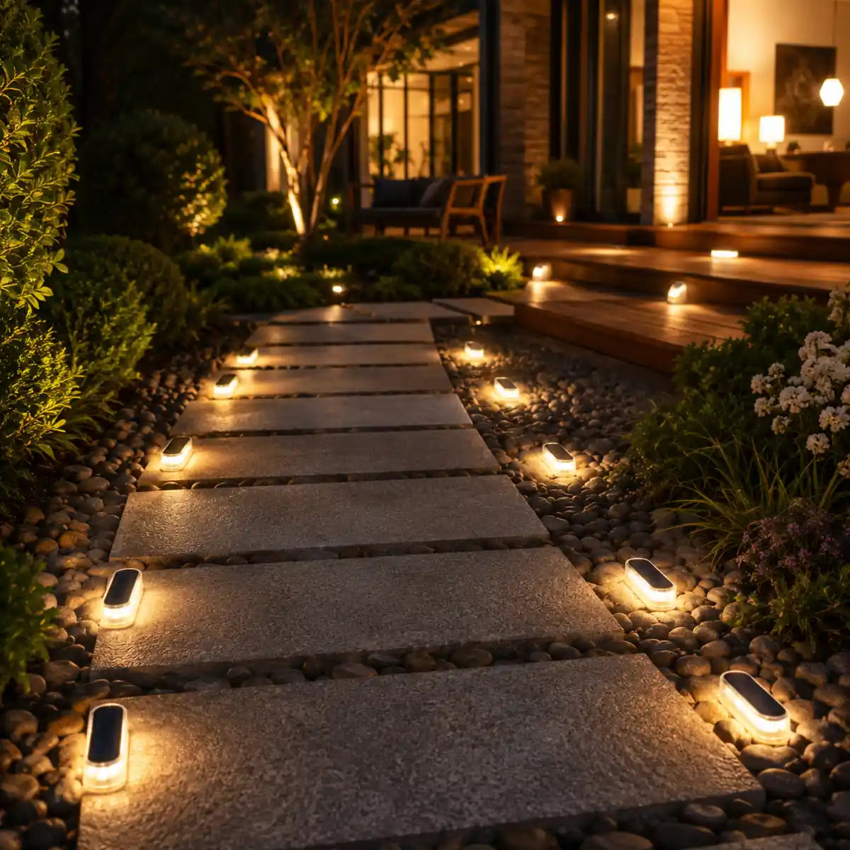 4-Pack Linear Solar LED Deck Lights - Stick-On Step Lights, IP68 Waterproof, Auto On/Off