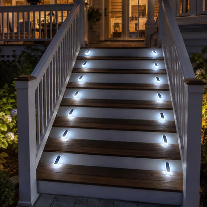 4-Pack Linear Solar LED Deck Lights - Stick-On Step Lights, IP68 Waterproof, Auto On/Off