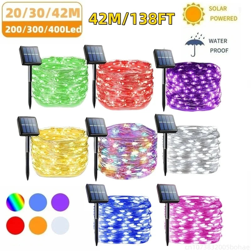 Fire String Lights Solar Quick Charge Solar Copper Wire LED Fairy String Lights - 8 Lighting Mo ...