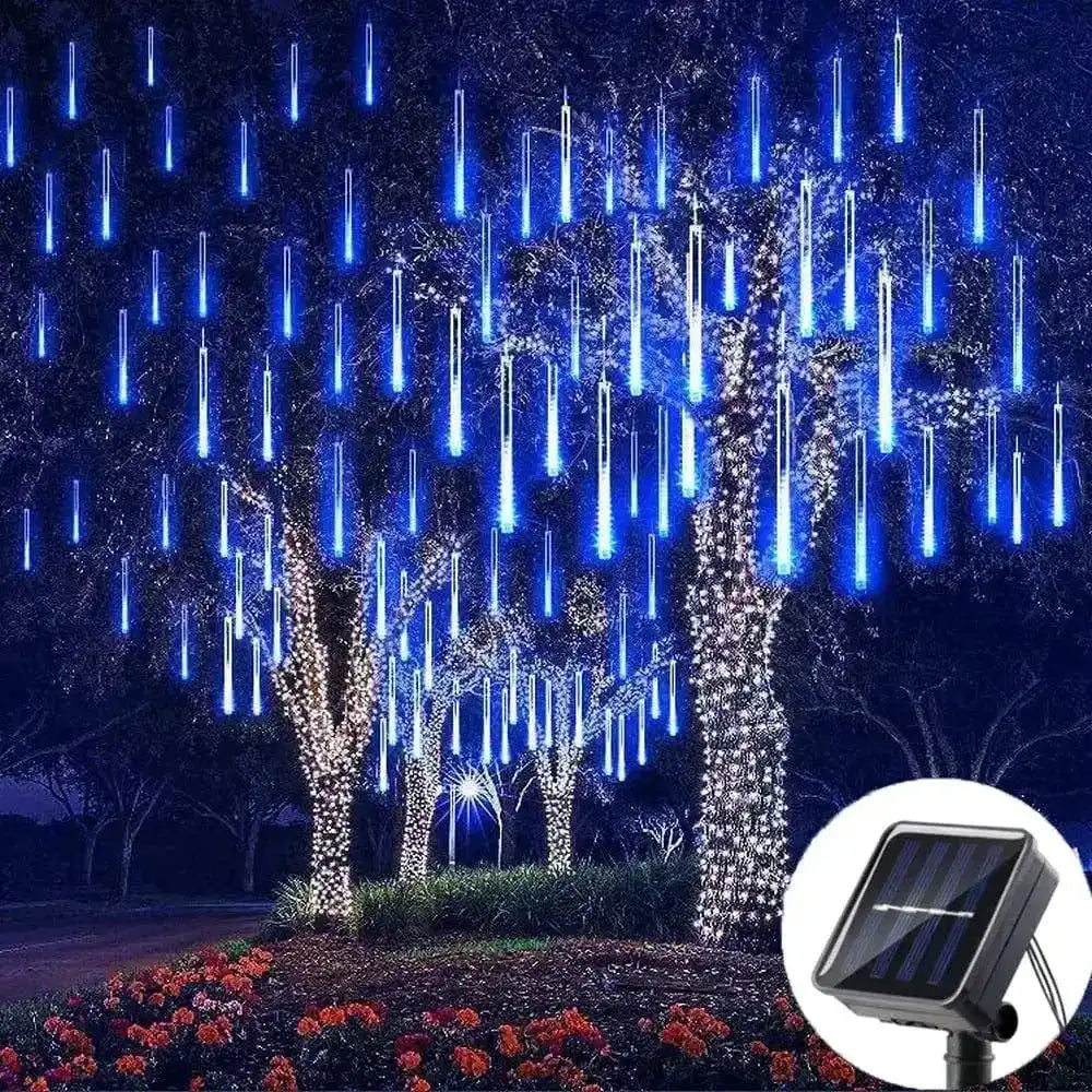 Solar LED Meteor Shower Rain Lights, 30/50cm 192/288 LEDs Outdoor String Lights Waterproof Christmas Decoration - Lumaz