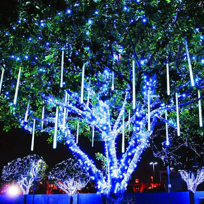 Solar LED Meteor Shower Rain Lights 3050cm 192288 LEDs Outdoor String Lights Waterproof Christmas Decoration - Lumaz