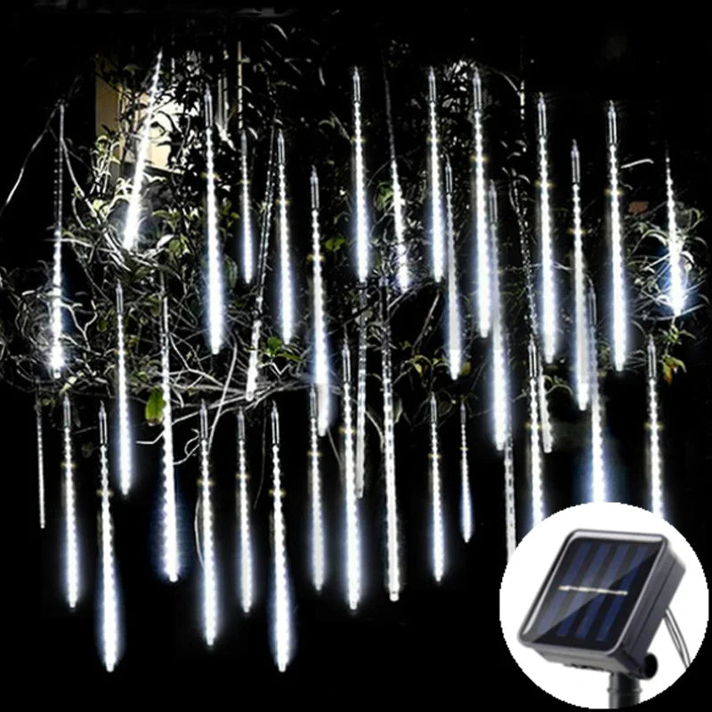 Solar LED Meteor Shower Rain Lights 3050cm 192288 LEDs Outdoor String Lights Waterproof Christmas Decoration - Lumaz