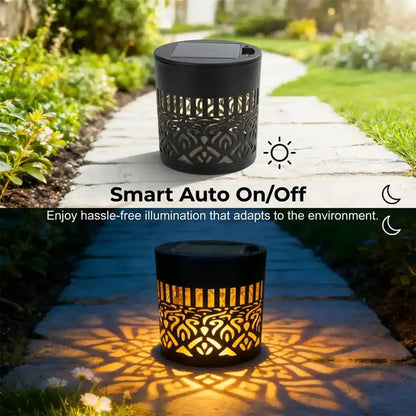 Solar Mandala Projection Light - Metal Cutout Design, IP65 Outdoor Use