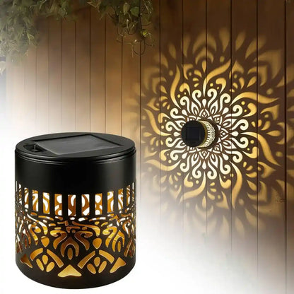 Solar Mandala Projection Light - Metal Cutout Design, IP65 Outdoor Use