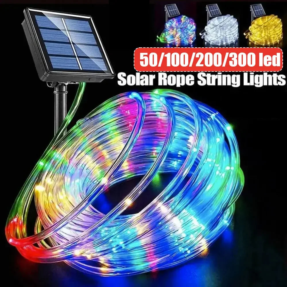 Solar Outdoor Tube Rope Lights LED Fairy String Lights For Garden Christmas Decoration - Lumaz