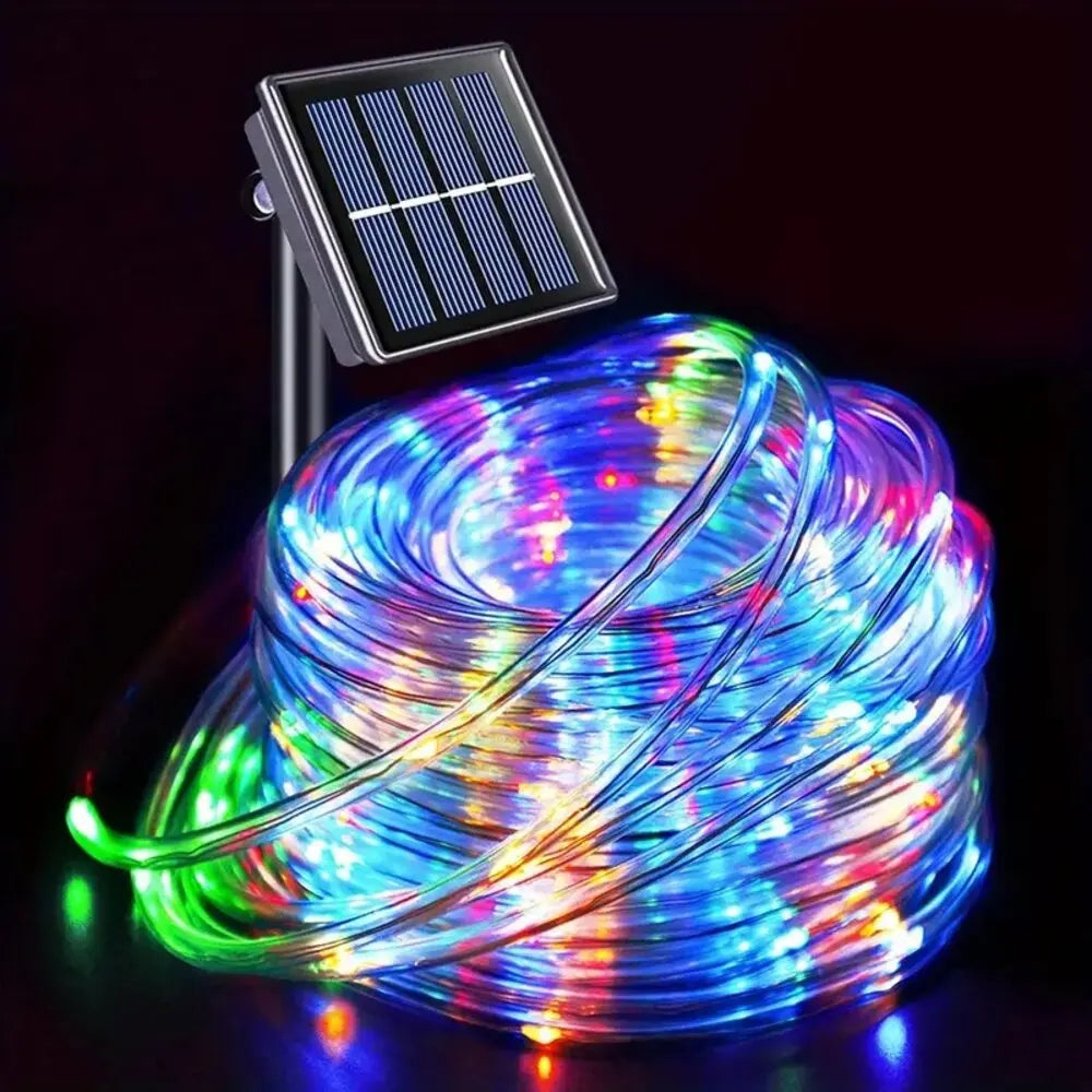 Solar Outdoor Tube Rope Lights LED Fairy String Lights For Garden Christmas Decoration - Lumaz