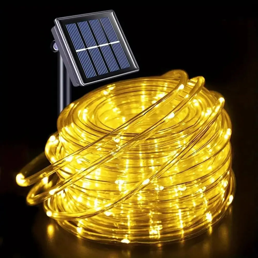 Solar Outdoor Tube Rope Lights, LED Fairy String Lights For Garden Christmas Decoration - Lumaz