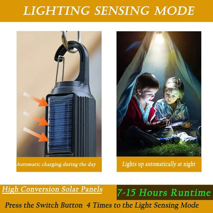 Solar Rechargeable LED Camping Bulb - USB-C Charging, 4 Light Modes, Waterproof
