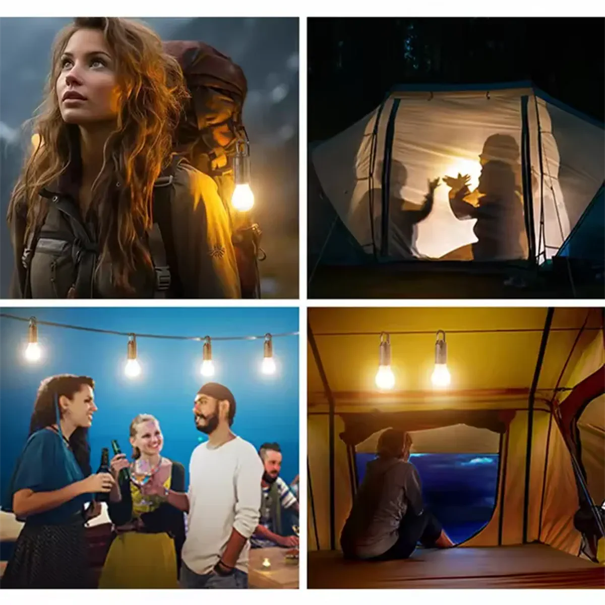 Hanging camping bulb used around tents and outdoor gatherings