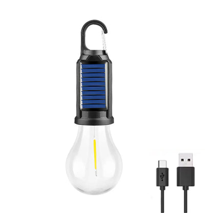 Solar Rechargeable LED Camping Bulb - USB-C Charging, 4 Light Modes, Waterproof