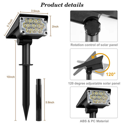Super Bright Outdoor Solar Spotlight Waterproof Adjustable Color Temperature Garden Light