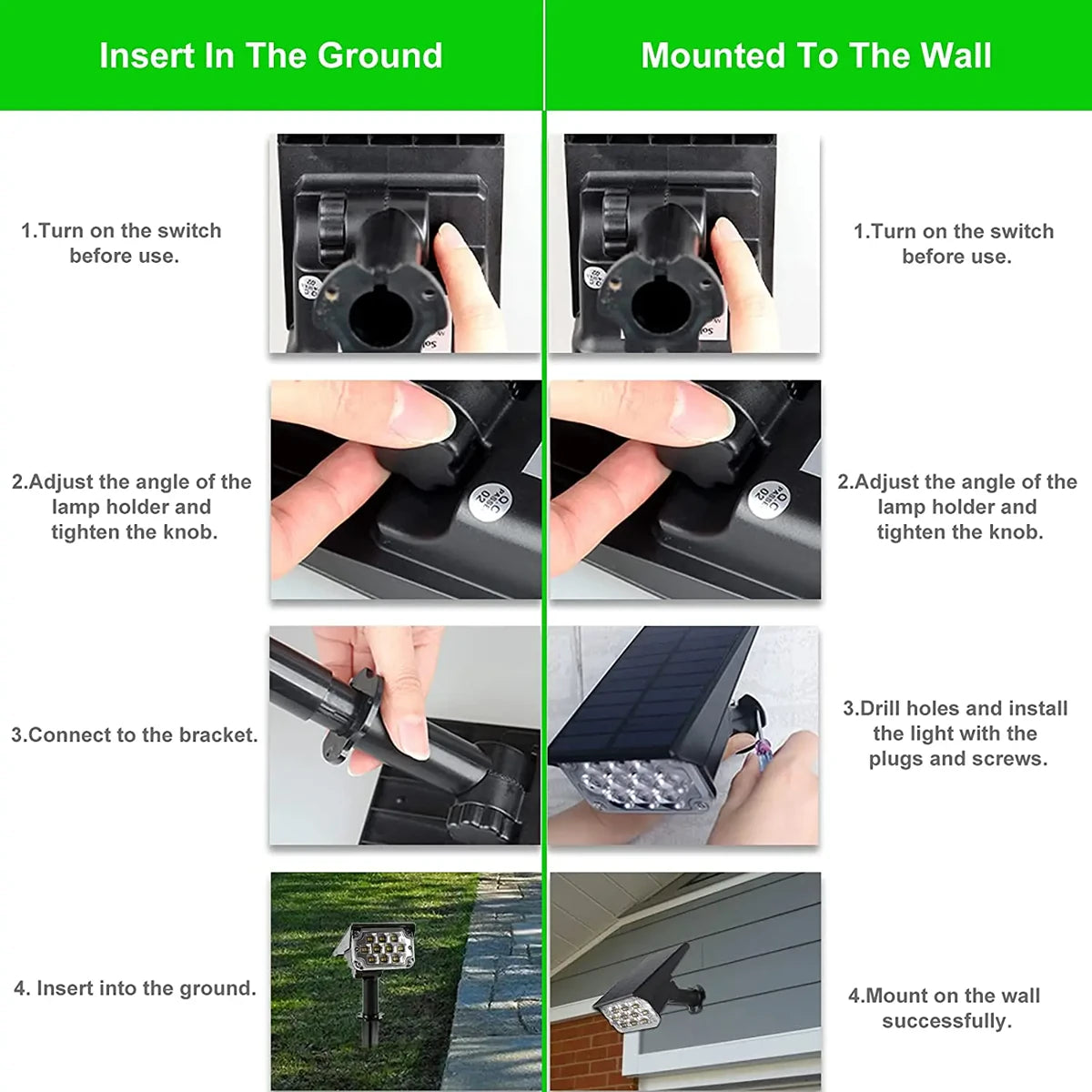 Super Bright Outdoor Solar Spotlight Waterproof Adjustable Color Temperature Garden Light