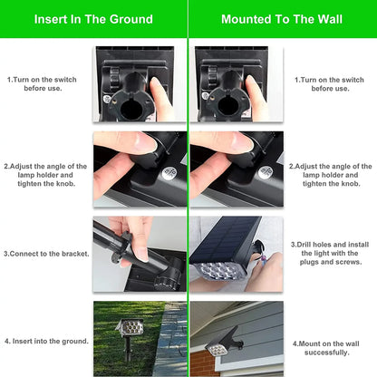 Super Bright Outdoor Solar Spotlight Waterproof Adjustable Color Temperature Garden Light