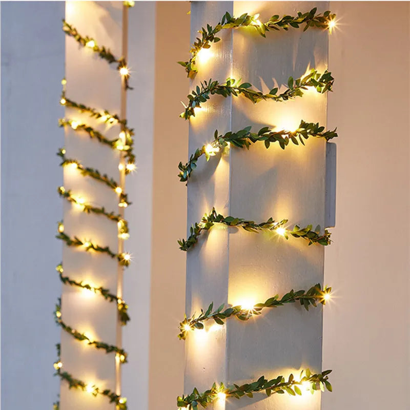 Tiny Leaf LED Copper Wire Fairy String Lights, Outdoor Garland String Lights - Lumaz