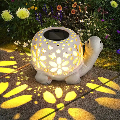 Waterproof Solar-Powered Turtle Garden Light Tortoise Statue Light With Starlight Effect