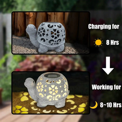 Waterproof Solar-Powered Turtle Garden Light Tortoise Statue Light With Starlight Effect