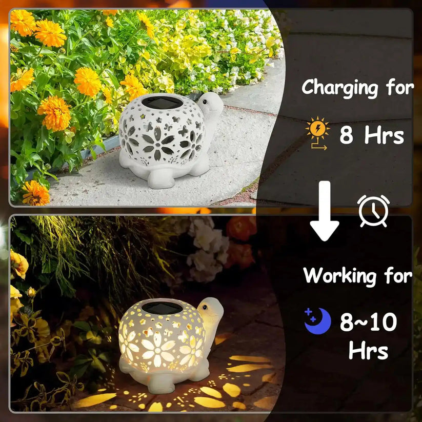 Waterproof Solar-Powered Turtle Statue Garden Light - Starlight
