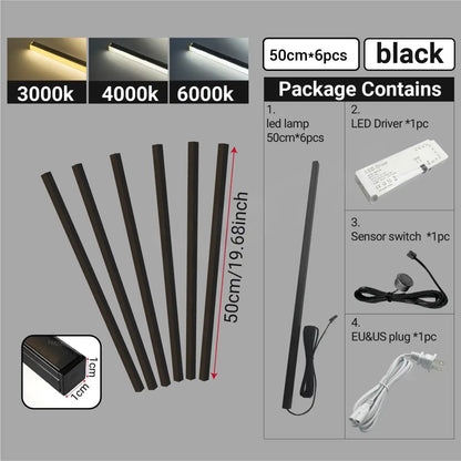 Touch Sensor Slat Wall LED Light Bar Kit - Self-Adhesive, 50/100cm