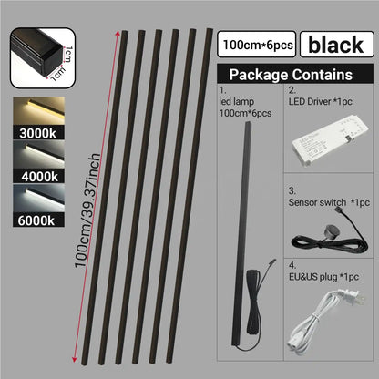 Touch Sensor Slat Wall LED Light Bar Kit - Self-Adhesive, 50/100cm