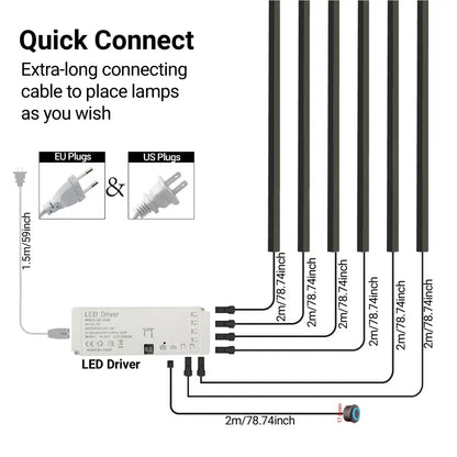 Touch Sensor Slat Wall LED Light Bar Kit - Self-Adhesive, 50/100cm