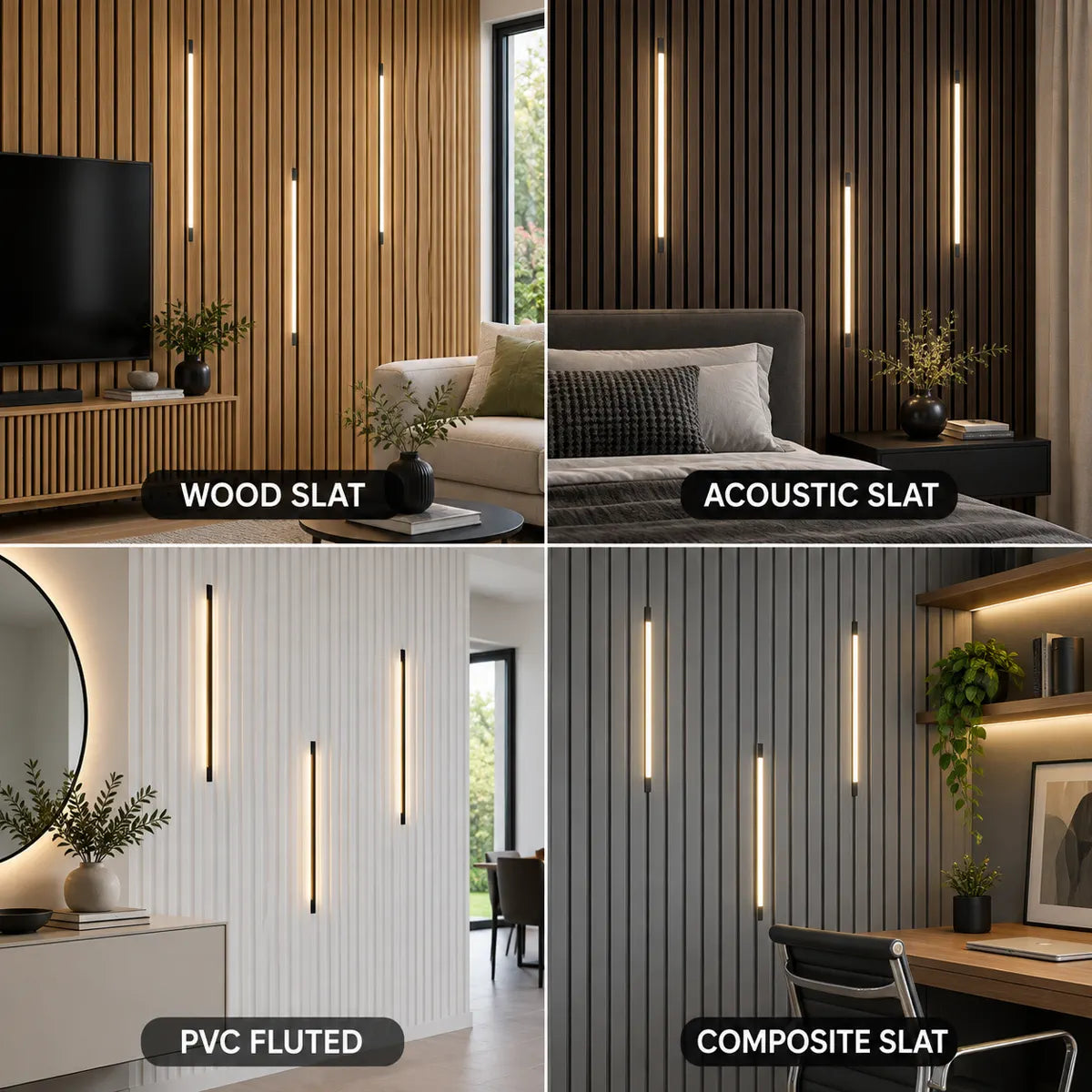 Touch Sensor Slat Wall LED Light Bar Kit - Self-Adhesive, 50/100cm