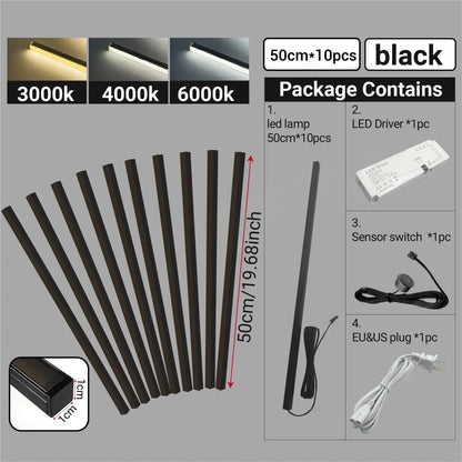 Touch Sensor Slat Wall LED Light Bar Kit - Self-Adhesive, 50/100cm