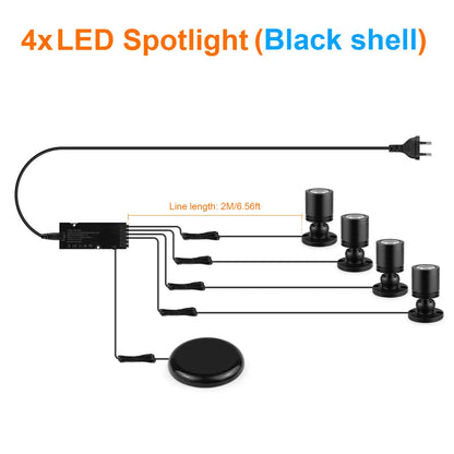 Hidden Touch Sensor LED Cabinet Spotlight Kit - 12V 3W, Dimmable