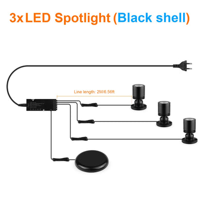 Hidden Touch Sensor LED Cabinet Spotlight Kit - 12V 3W, Dimmable