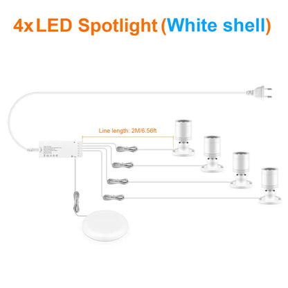 Hidden Touch Sensor LED Cabinet Spotlight Kit - 12V 3W, Dimmable