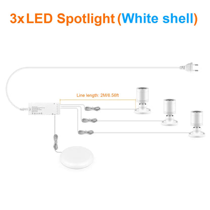 Hidden Touch Sensor LED Cabinet Spotlight Kit - 12V 3W, Dimmable