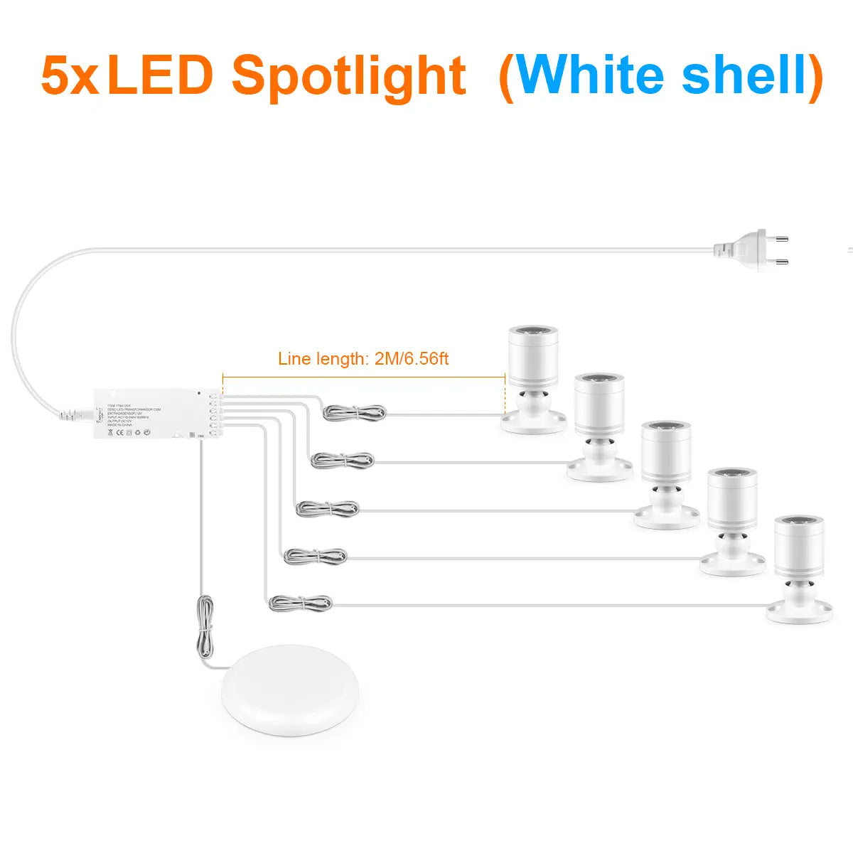 Hidden Touch Sensor LED Cabinet Spotlight Kit - 12V 3W, Dimmable
