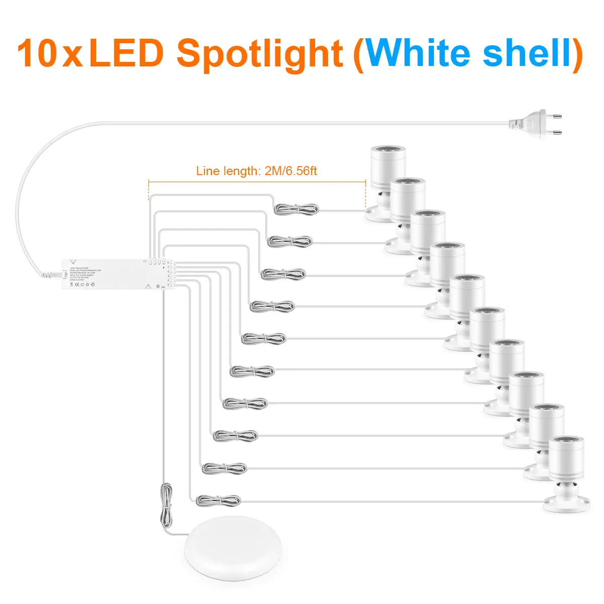 Hidden Touch Sensor LED Cabinet Spotlight Kit - 12V 3W, Dimmable