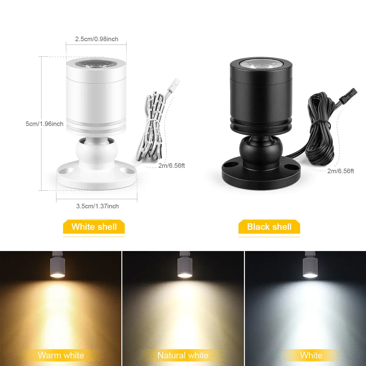 Hidden Touch Sensor LED Cabinet Spotlight Kit - 12V 3W, Dimmable
