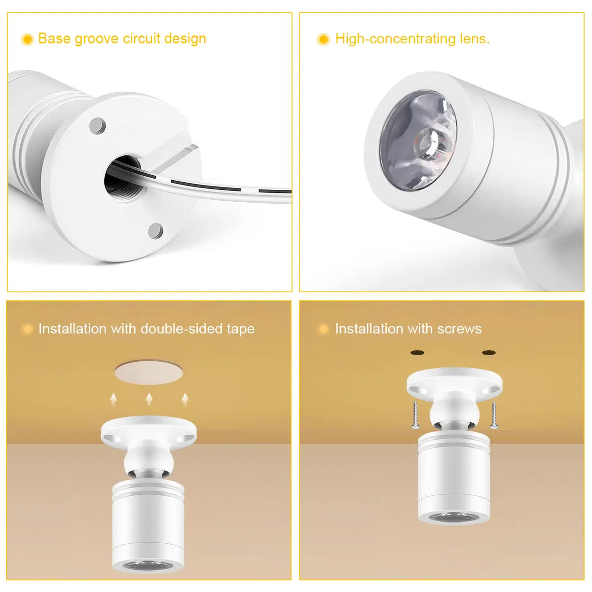 Hidden Touch Sensor LED Cabinet Spotlight Kit - 12V 3W, Dimmable