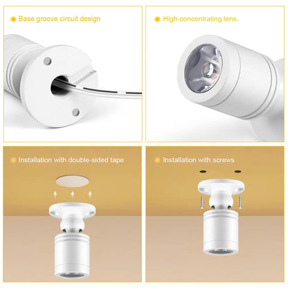 Hidden Touch Sensor LED Cabinet Spotlight Kit - 12V 3W, Dimmable