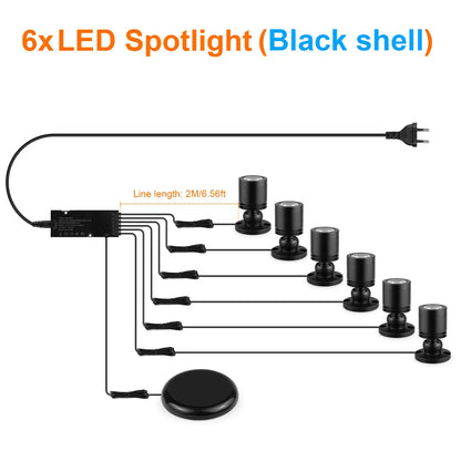 Hidden Touch Sensor LED Cabinet Spotlight Kit - 12V 3W, Dimmable
