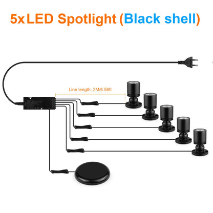Hidden Touch Sensor LED Cabinet Spotlight Kit - 12V 3W, Dimmable