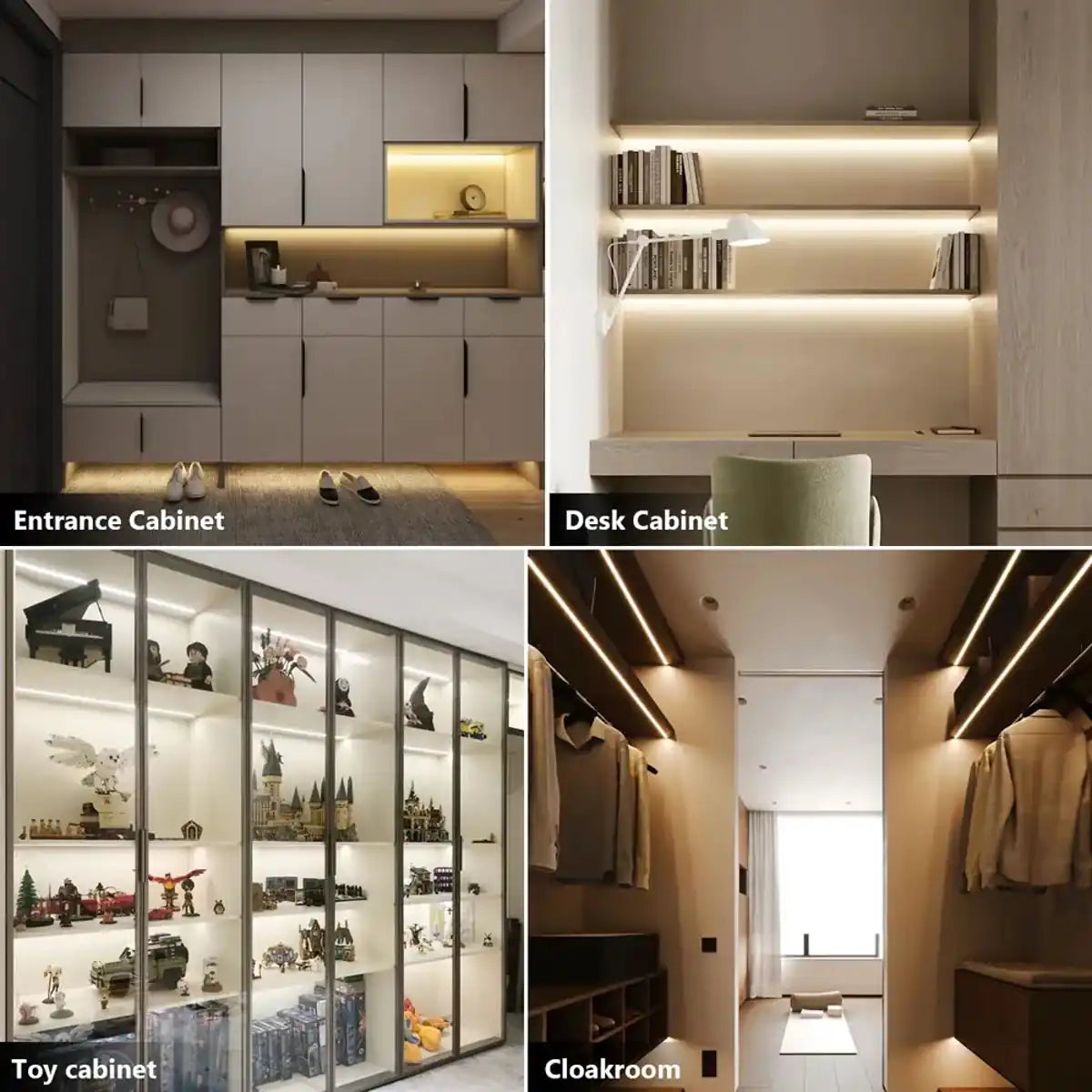 Under Cabinet COB LED Strip Light Kit - Hidden Touch Sensor, US & EU Plug Options